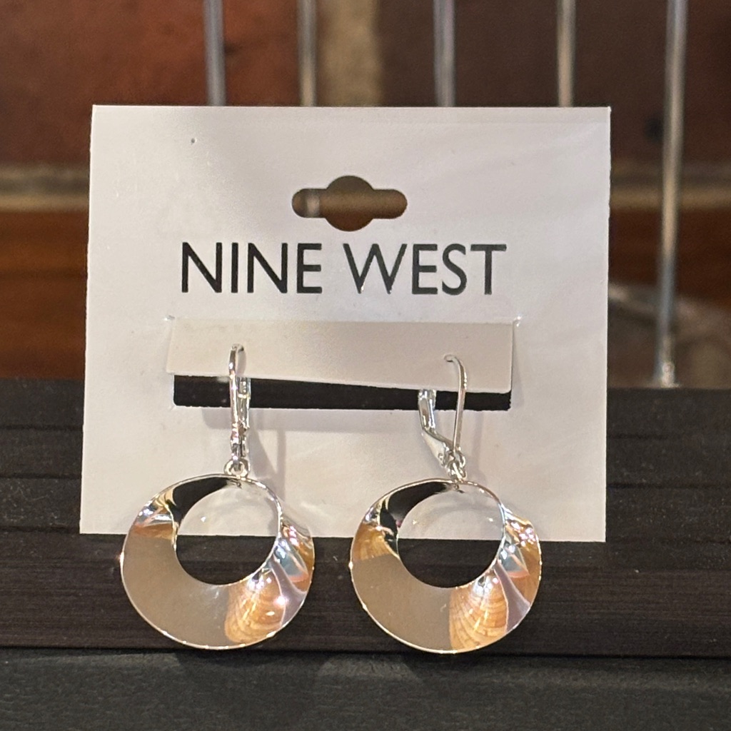 Nine West Shiny Silver Circle Earrings 12$